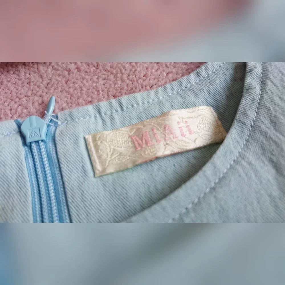 Pastel Blue Mini Dress & Suspender Skirt Set - Picture 6 of 11